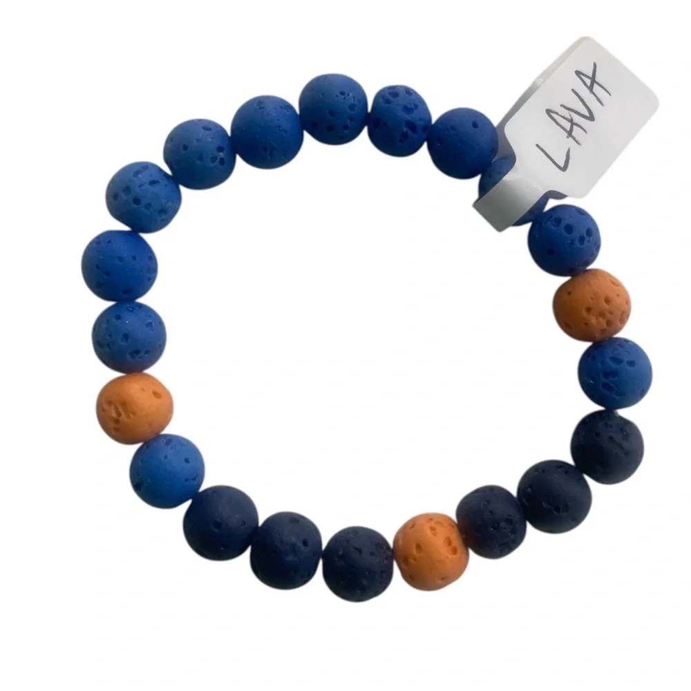 Lava gemstone bracelet,Available in Orange,Green,White,Navy blue multi colored - Picture 4 of 6